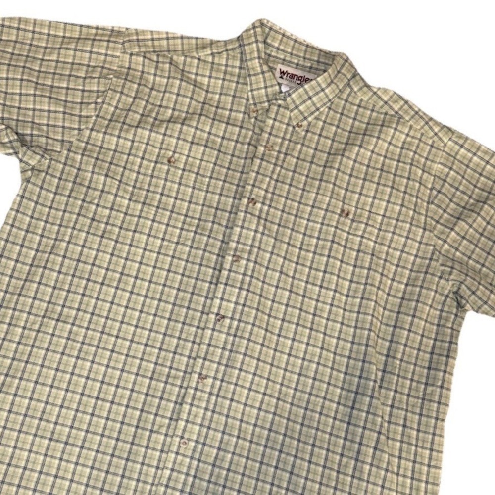 Wrangler Rugged Wear Mens Short Sleeve Green Plaid Button Up Shirt 3X